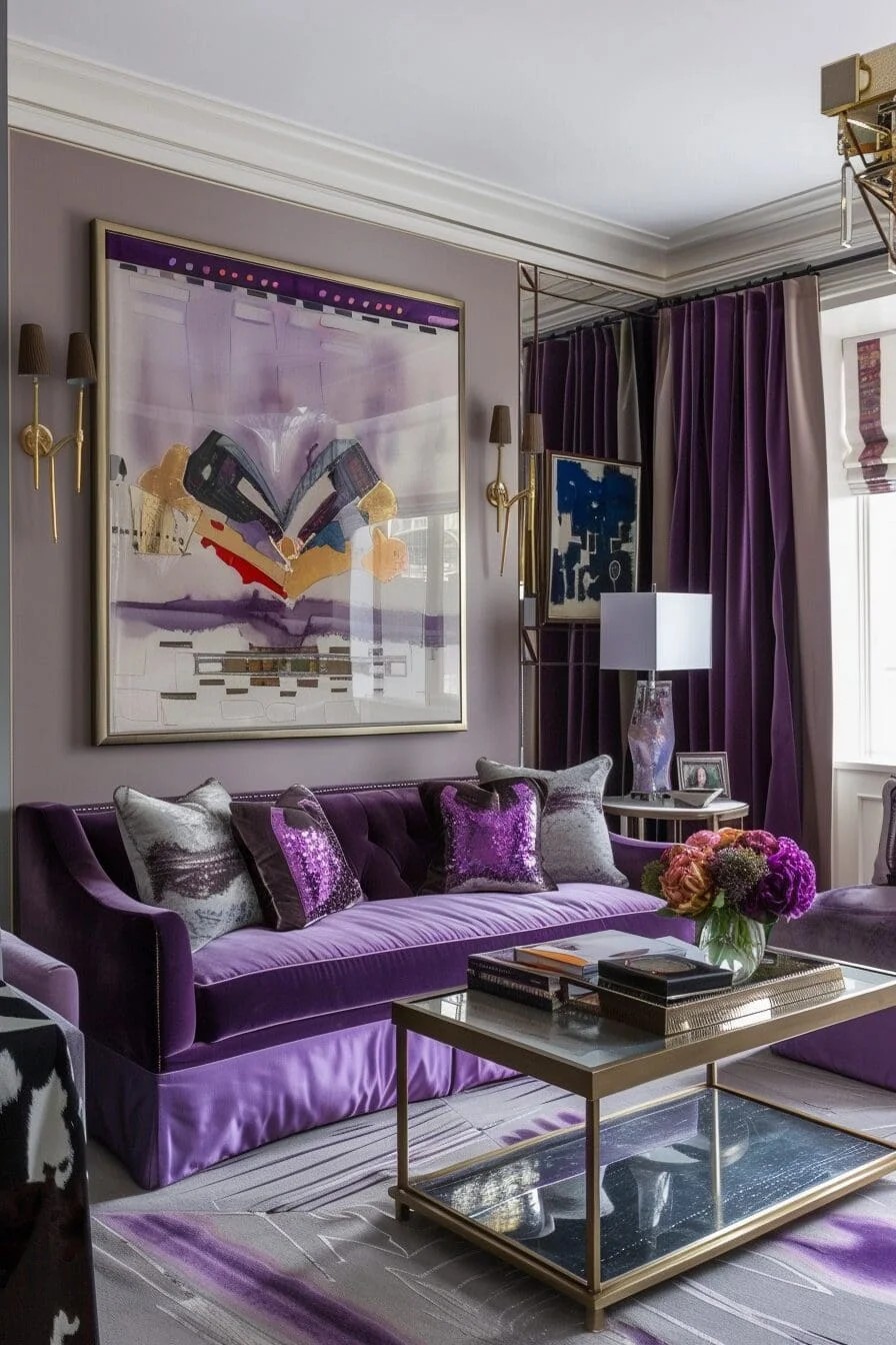 Purple Velvet Sofa