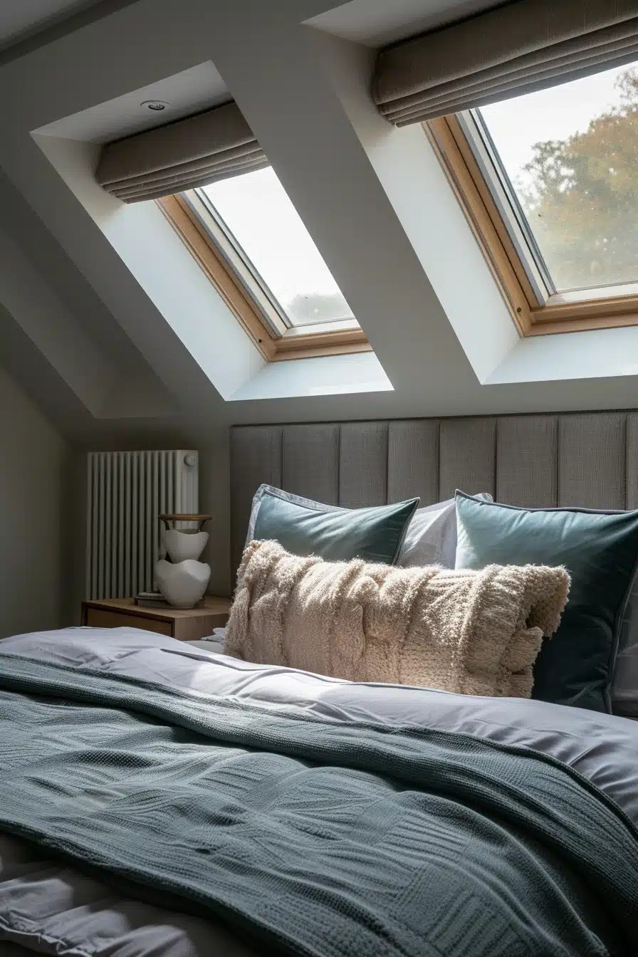 Grey Headboard With Skylights