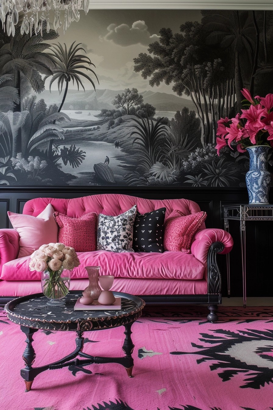 Black And Pink Statement Wallpaper