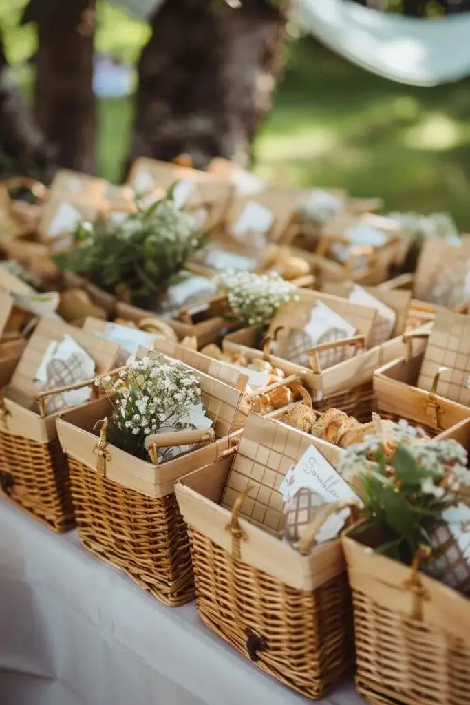 A Summer Wedding with Personalized Picnic Baskets as Favors