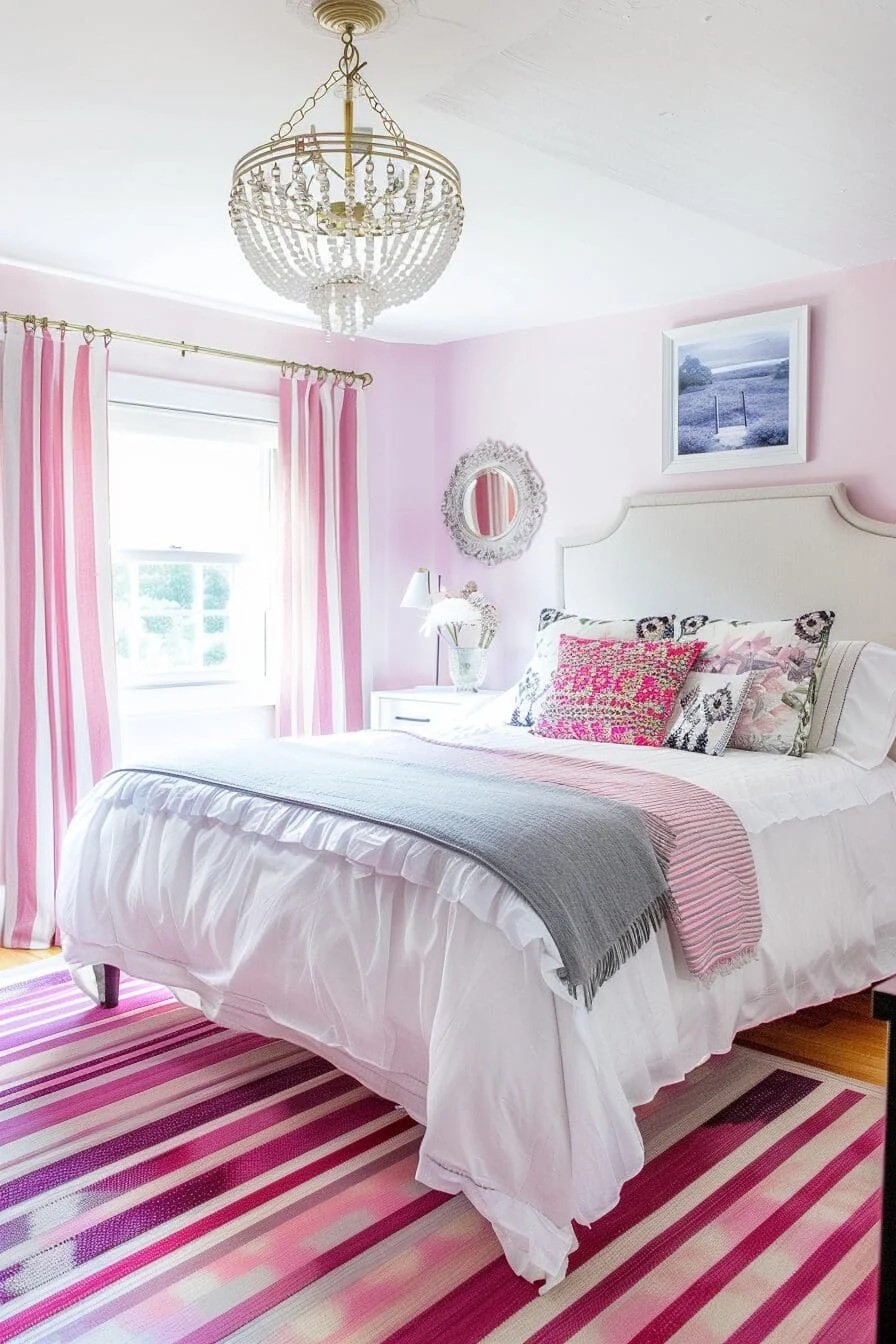 Pink Striped Accent Rug