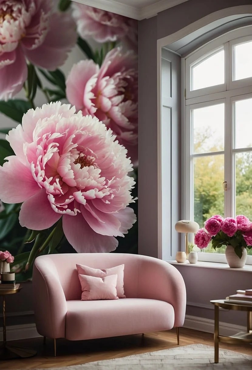 Dutch Pink Peony Floral Wallpaper