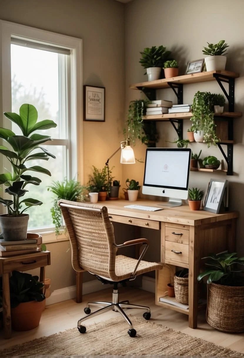 Rustic Woodsy Home Office Setup