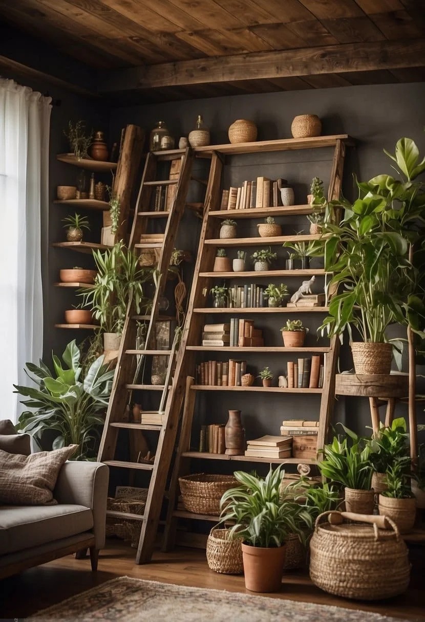 Use a Ladder Shelf for Additional Storage and Display Space