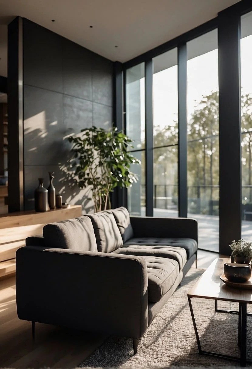 Charcoal Sofa in a Contemporary Open Plan Space