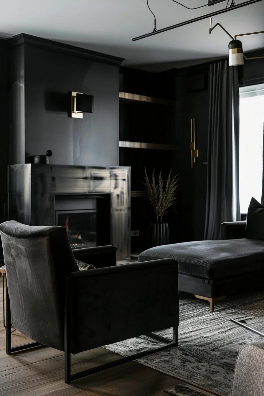 Matte Black Fireplace