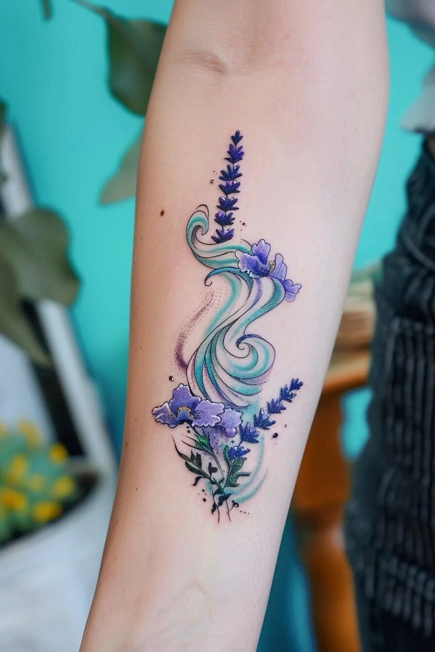 Lavender with a Wave or Ocean Motif