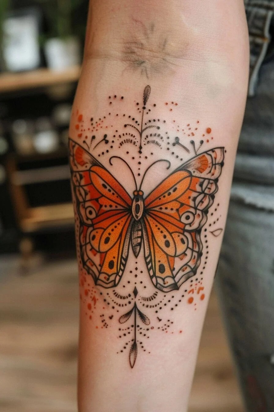 Butterfly with Wings Spread: Symbolizes peace, serenity, and the ability to spread love and positivity