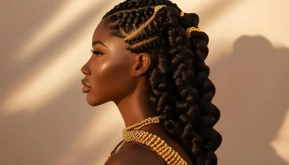 Wavy Cornrows with Accessories