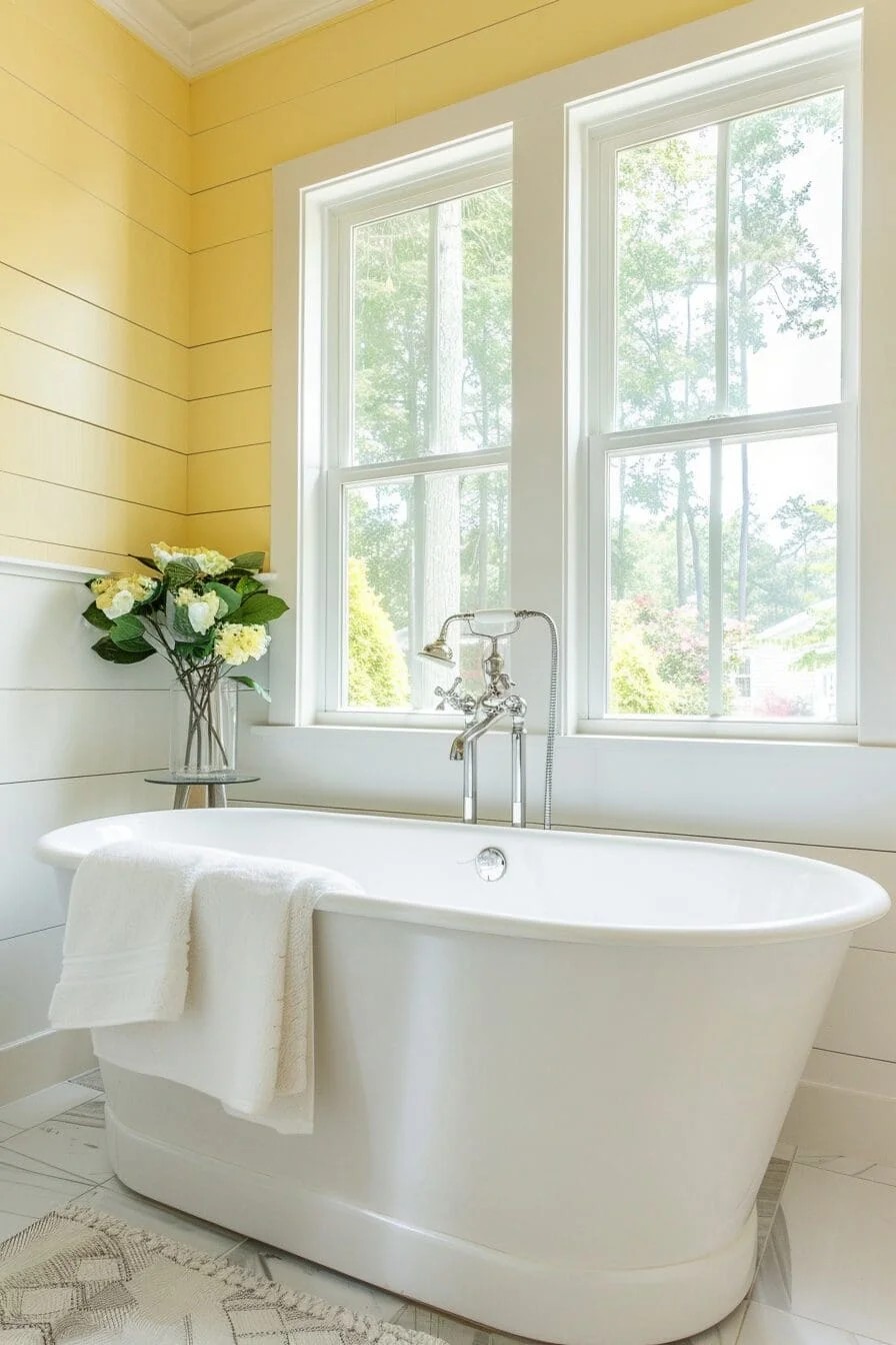 Pale Yellow Walls with White Shiplap