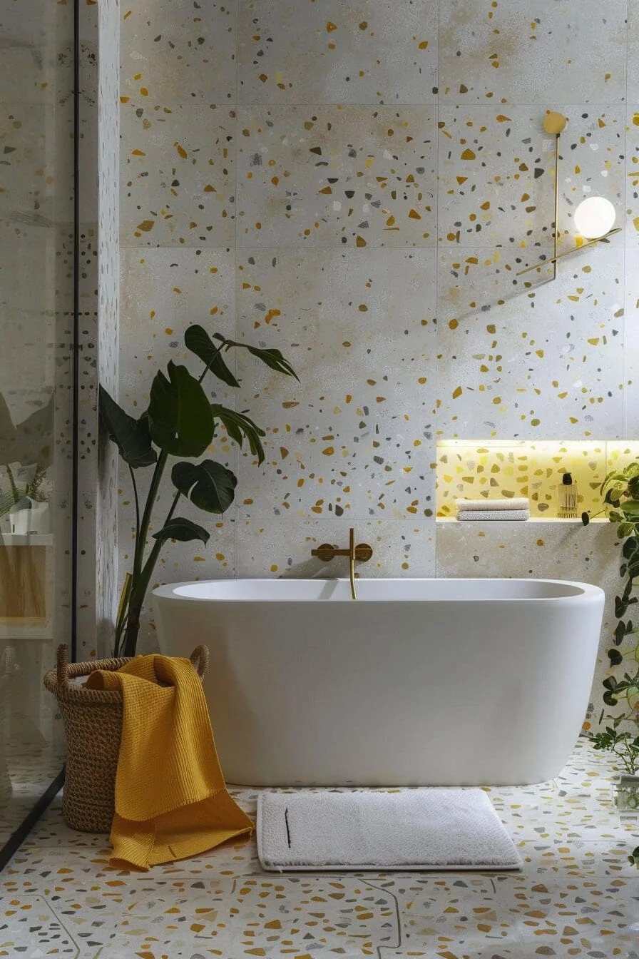 Terrazzo Tile with Yellow Flecks