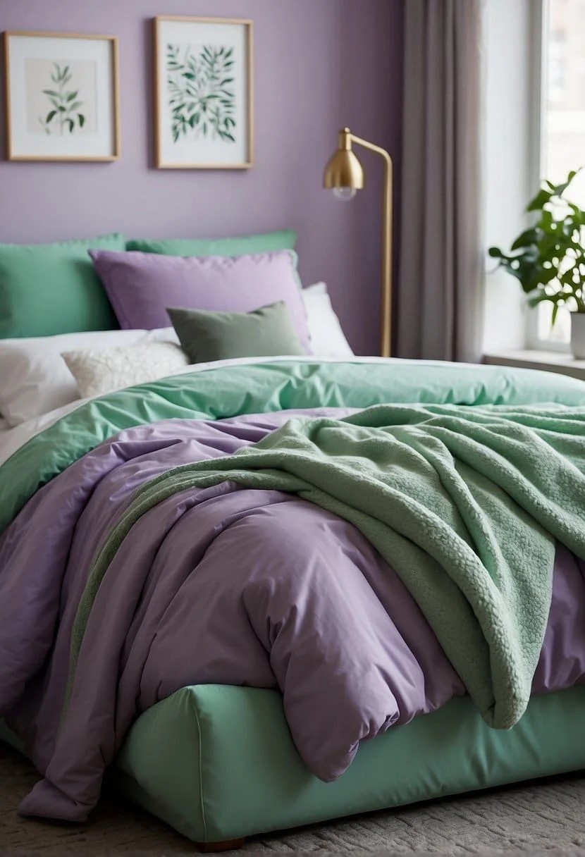 Lilac and Mint Green Bed Frame