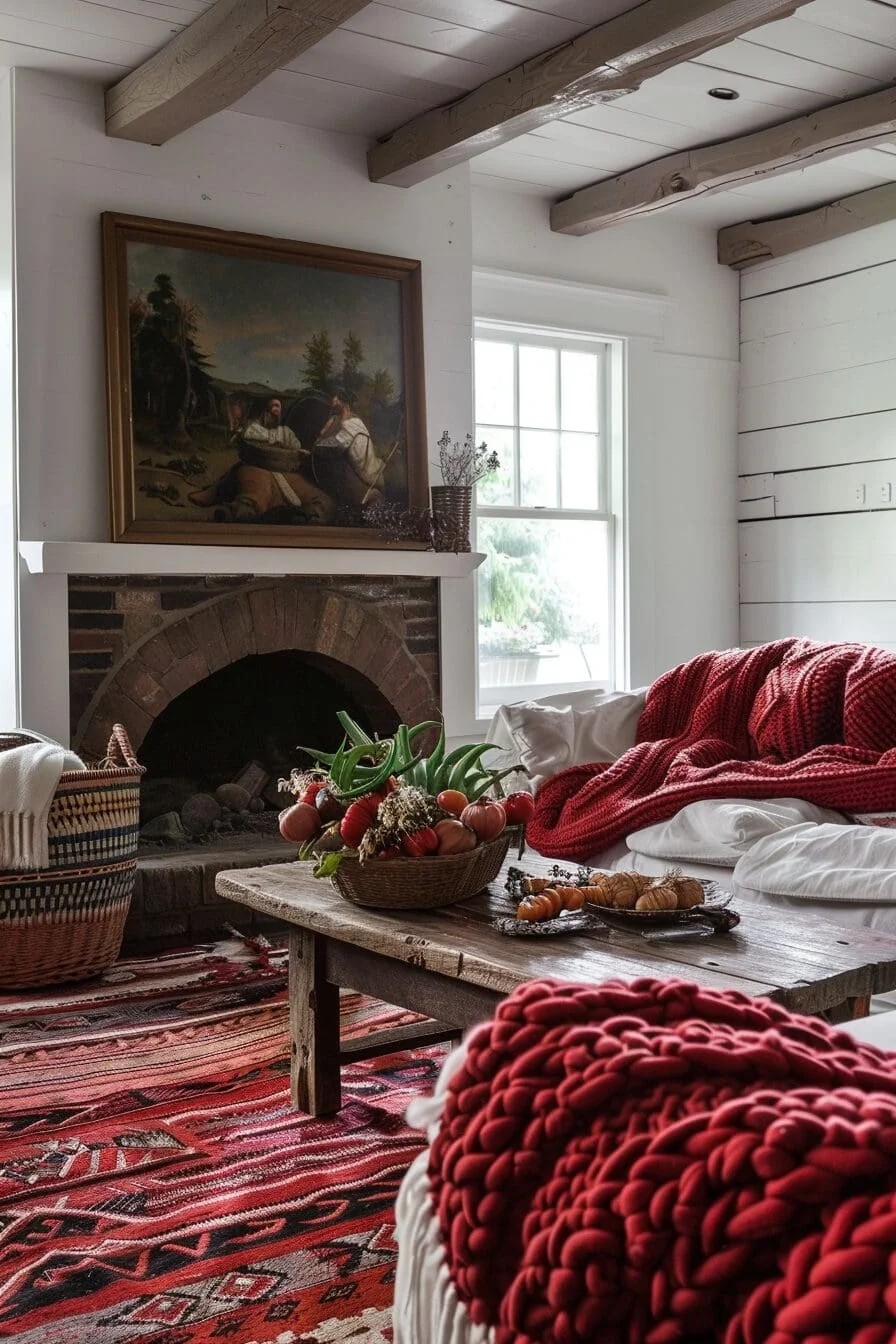 Chunky Red Knit Throw