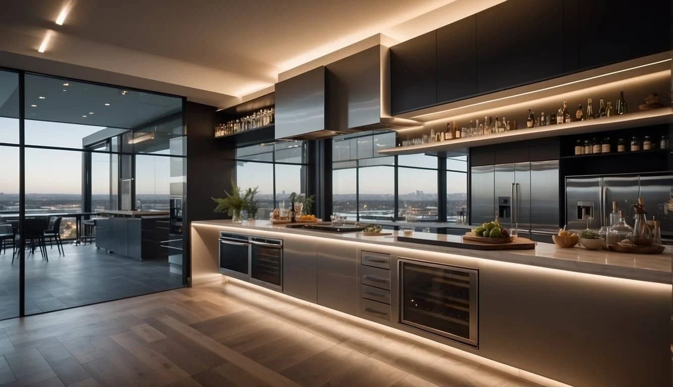 Galley Kitchen with Integrated Bar Area