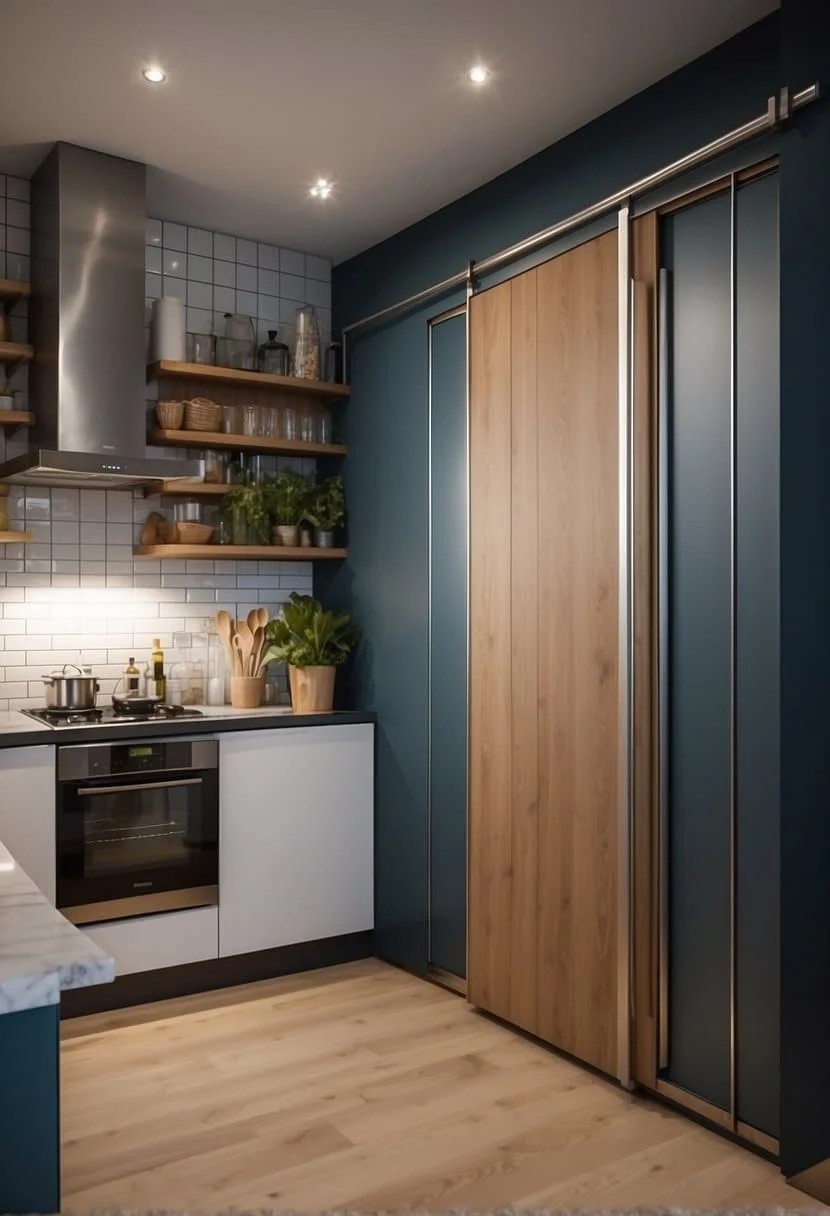 Install Sliding Doors For Efficient Use Of Space In Small Galley Kitchens