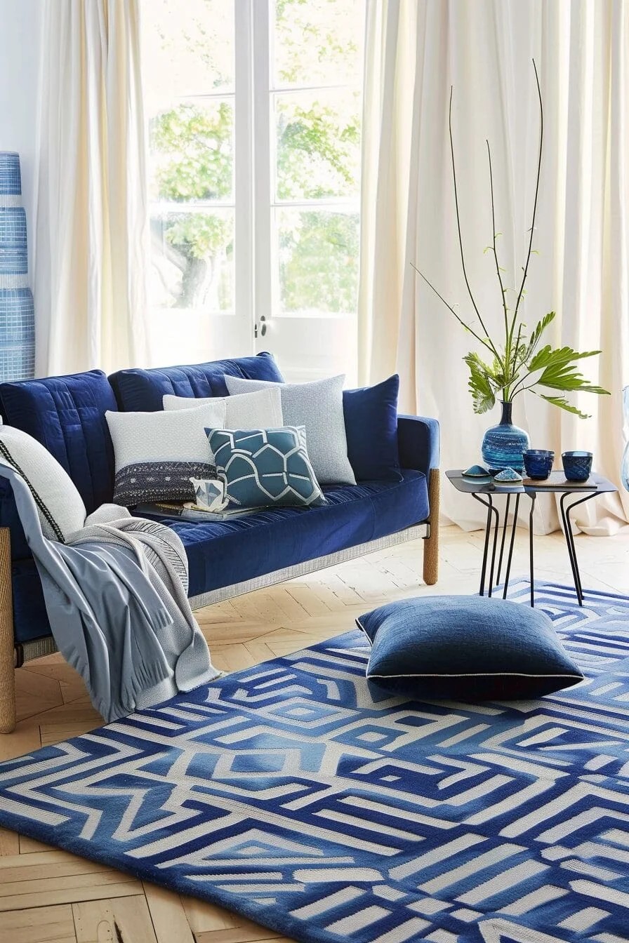 Geometric Blue Rug