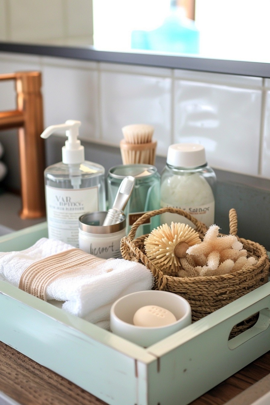 Corral Bathroom Items on A Tray