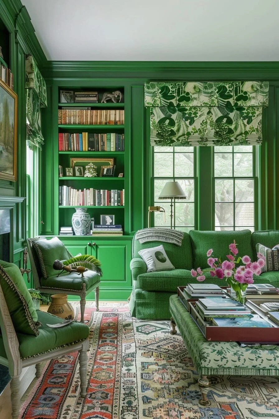 Green Bookshelves