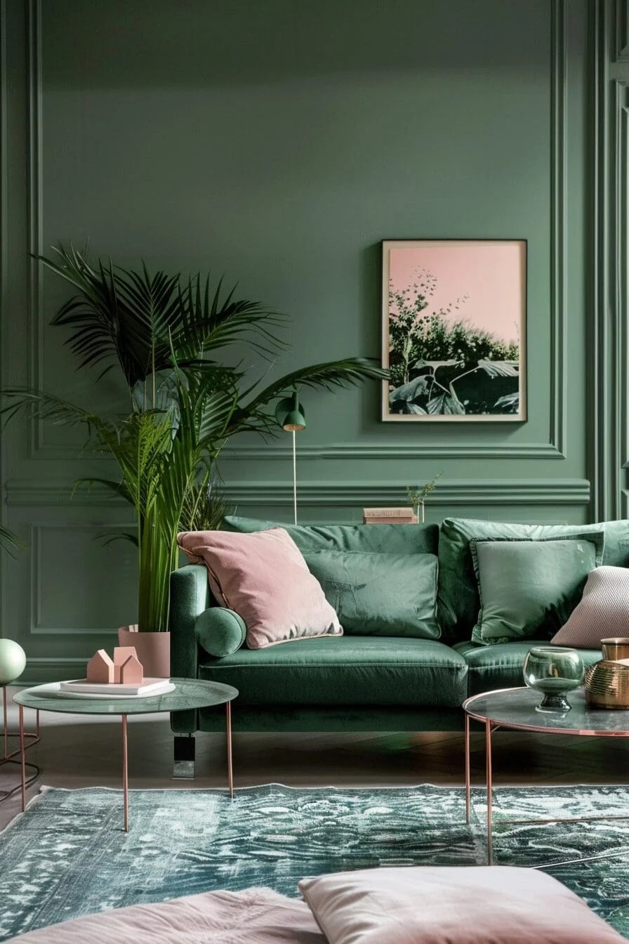 Green and Blush Pink Accents