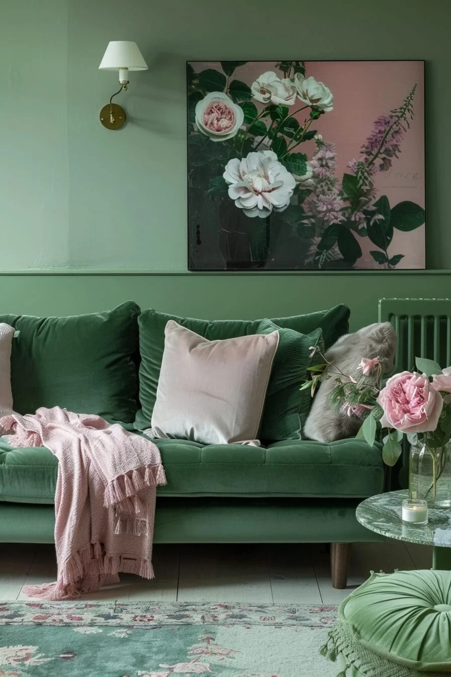 Green and Blush Pink Accents