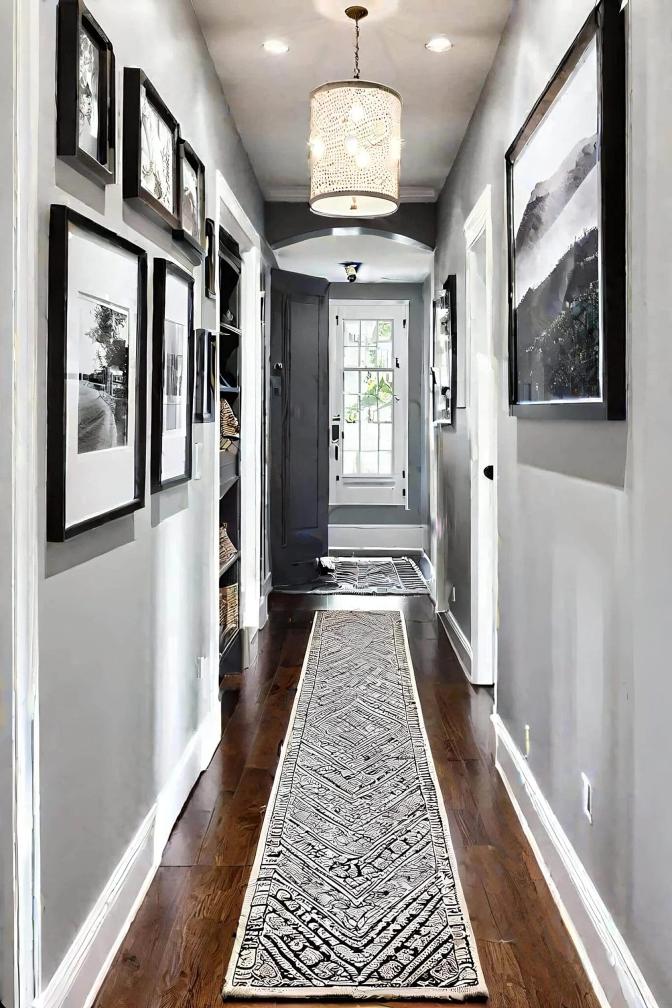 Cozy Small Hallway With Plush Runner And Wall Art