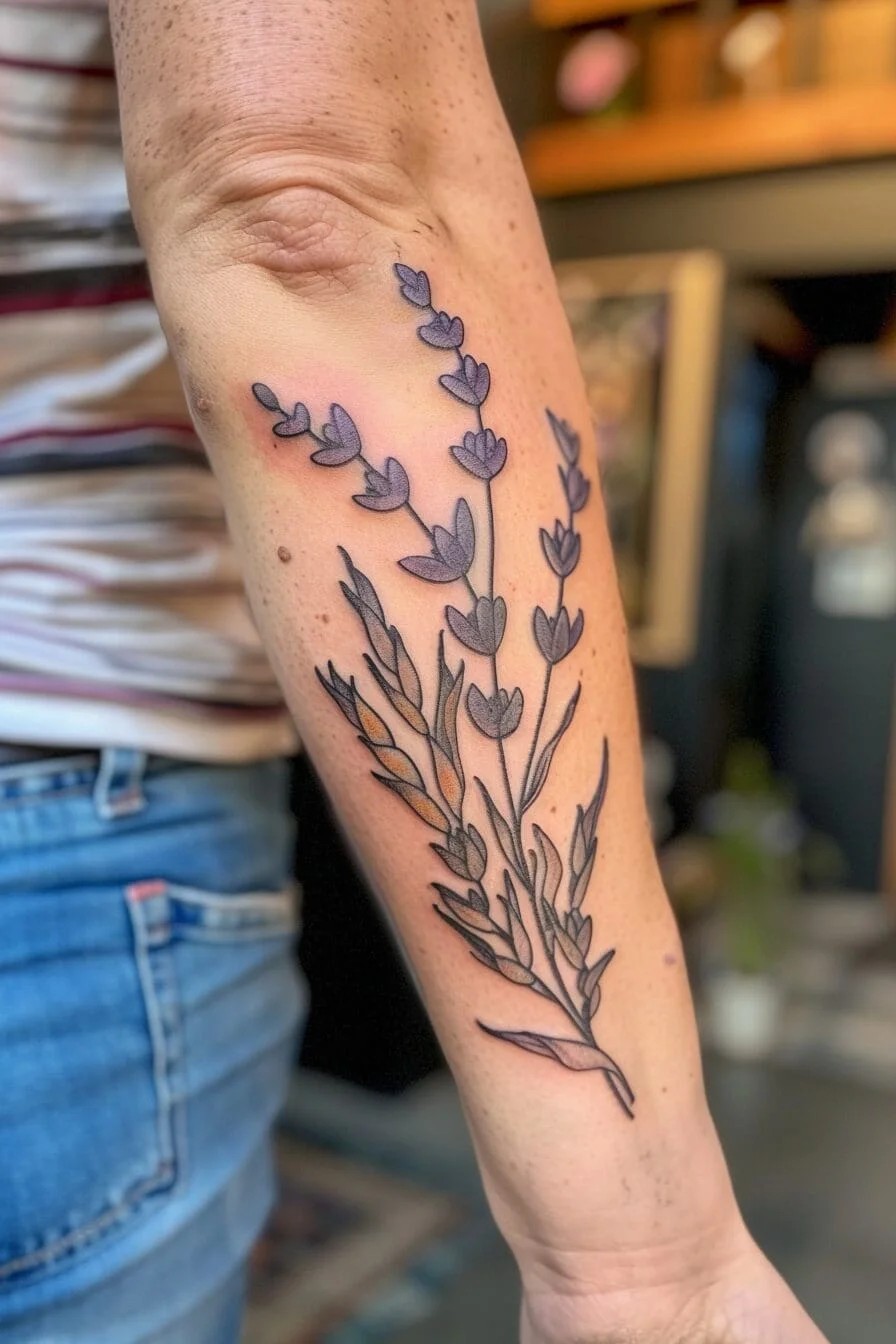 Lavender Branch or Stem Tattoo