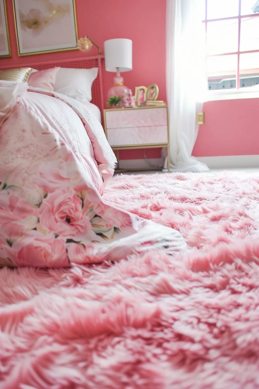 Plush Pink Shag Rug