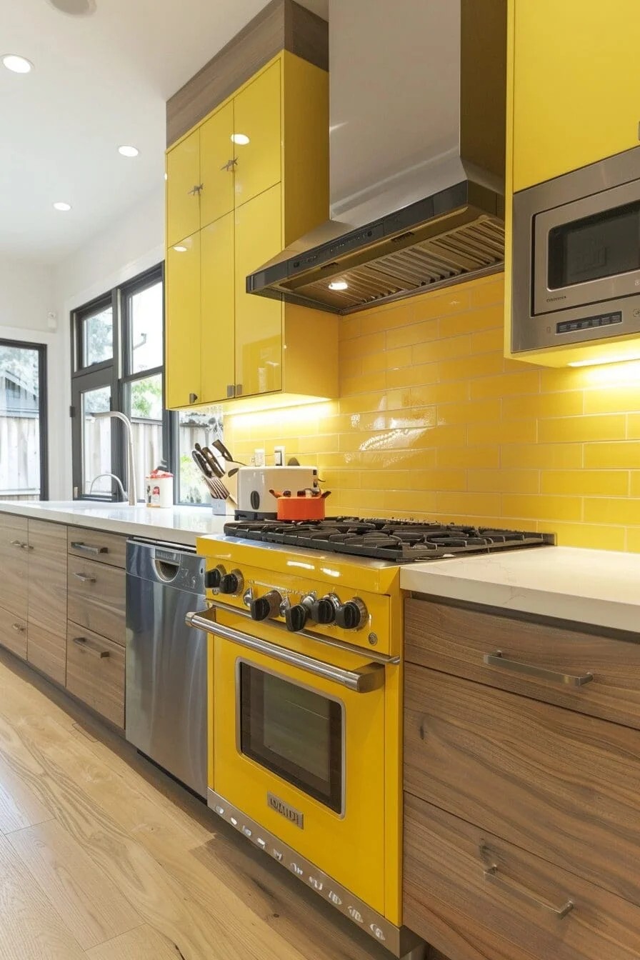 Pops of Yellow with Painted Appliances