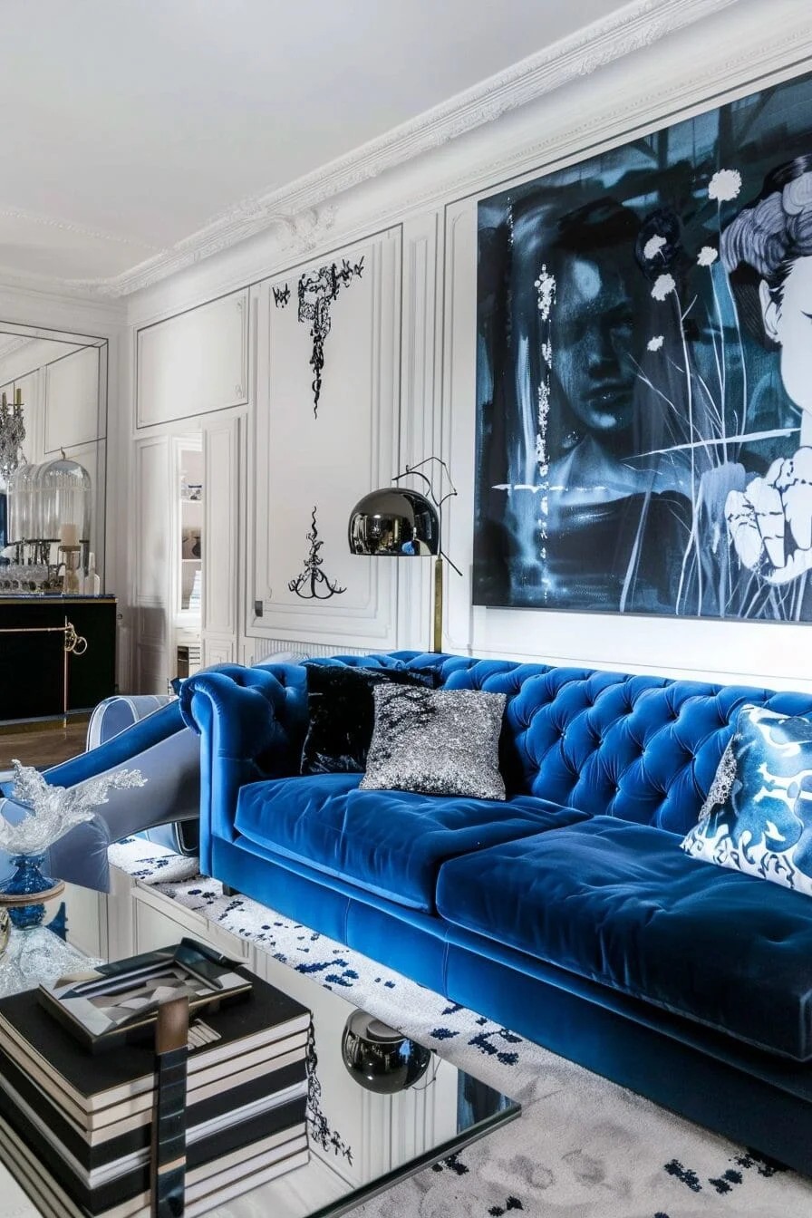 Blue Velvet Sofa