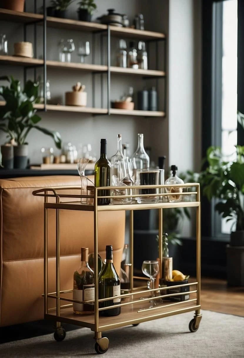 Incorporate a Bar Cart for Stylish Storage in Your Small Apartment