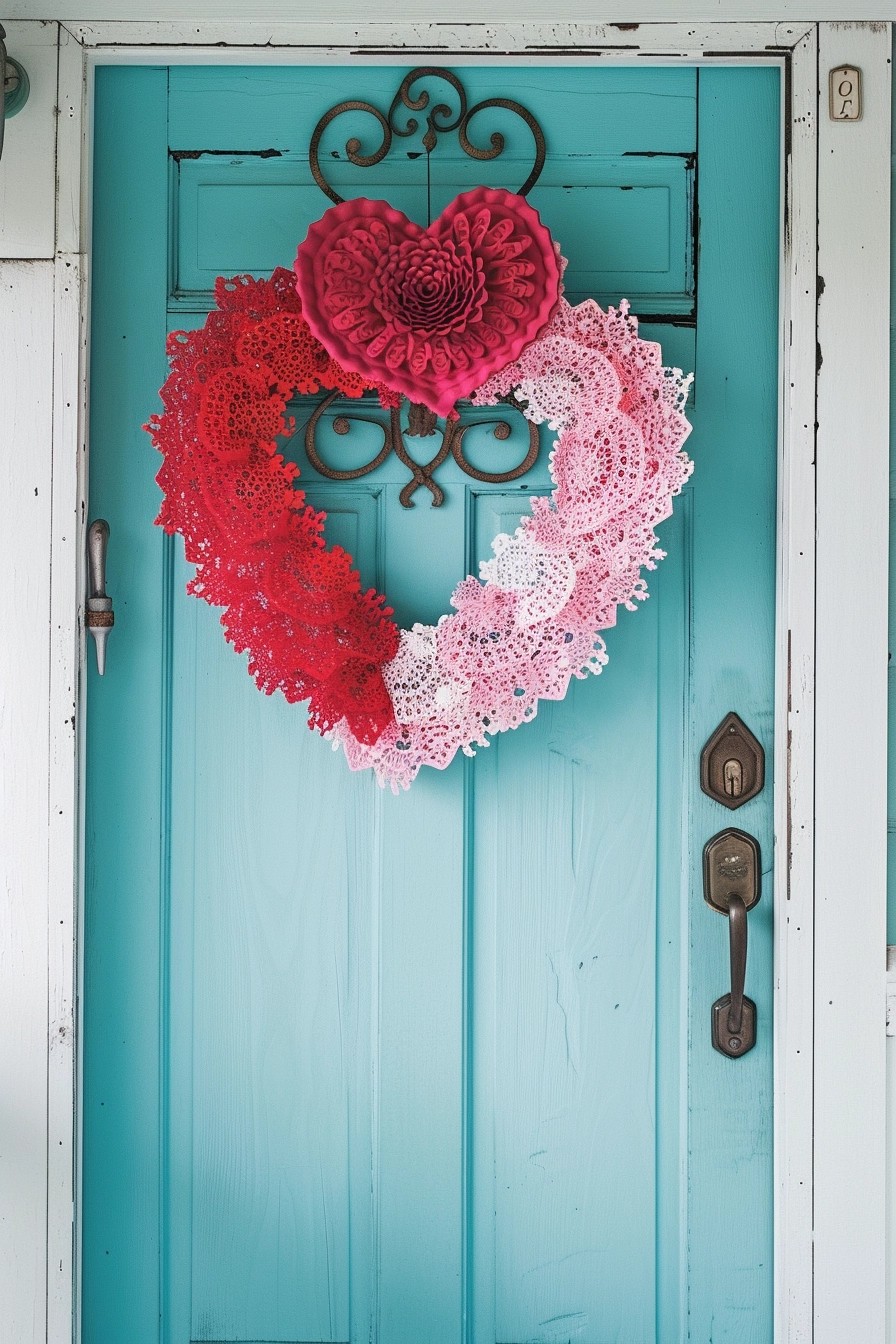 Love-Filled Heart Doily Wreath