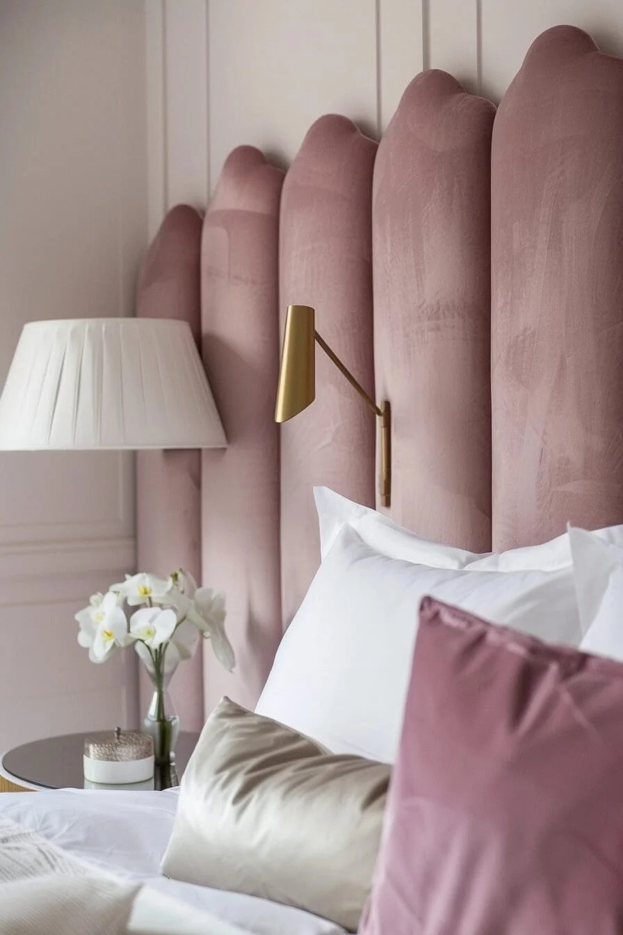 Dusty Rose Velvet Headboard