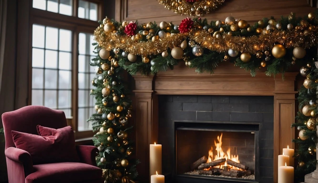 Luxurious Tinsel Garland Mantel Decor