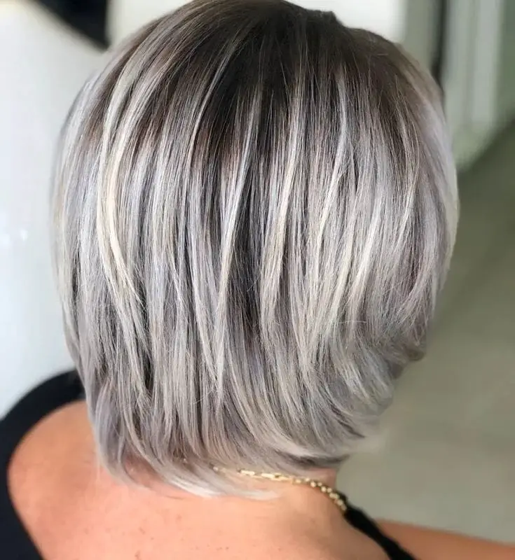 Gray Bob with Dark Roots