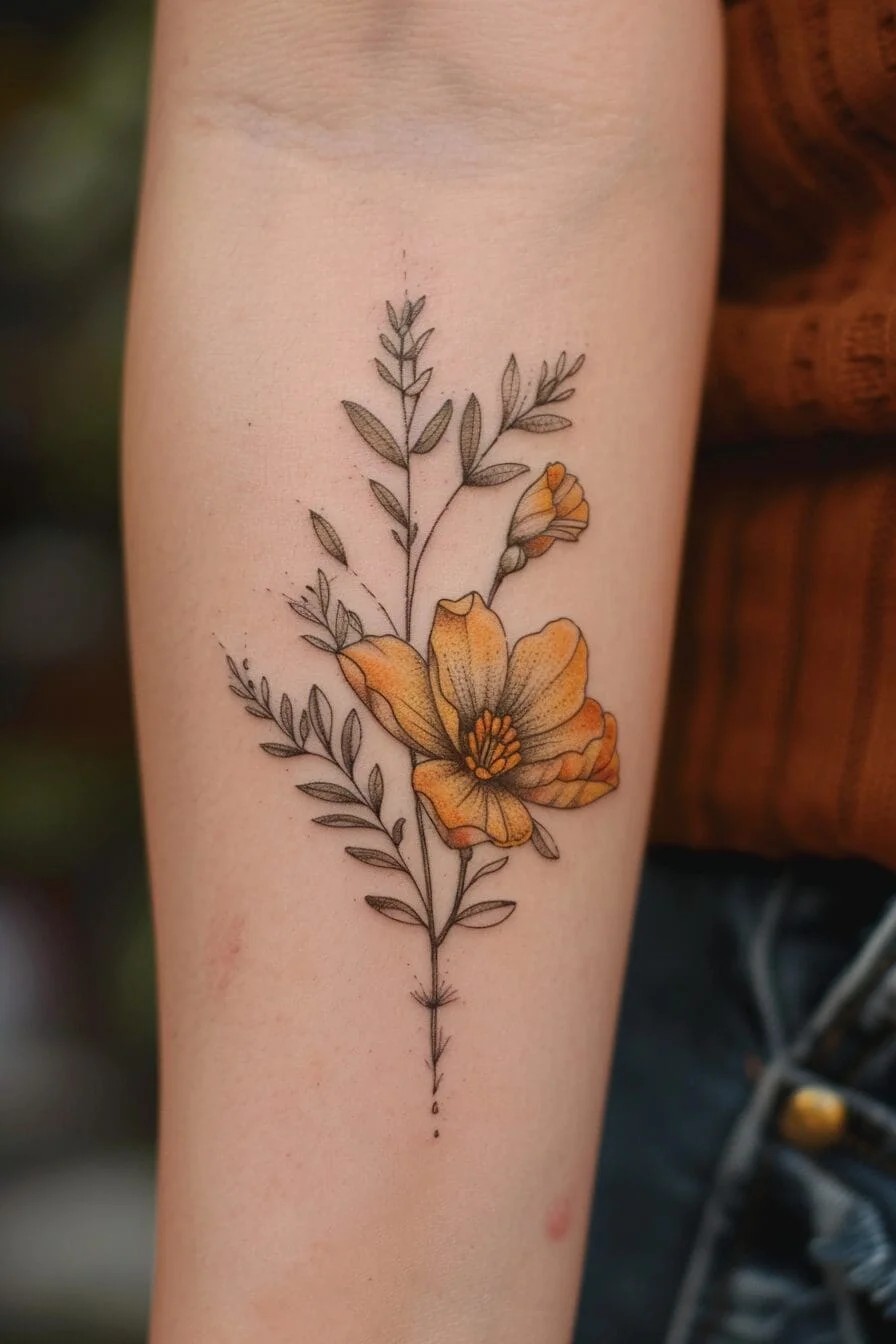 Acacia Flower Tattoo