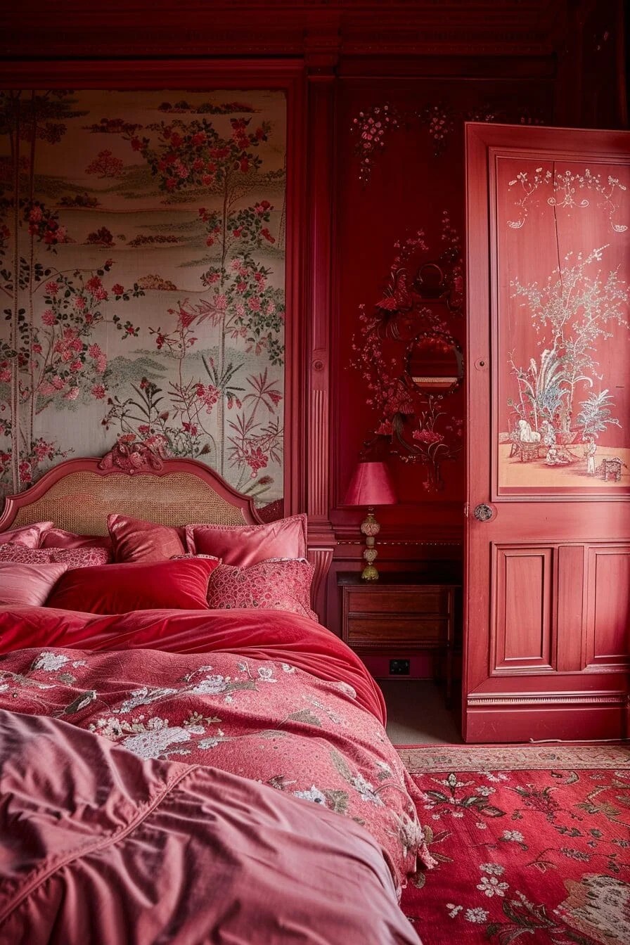 Blush Pink and Red Bedding