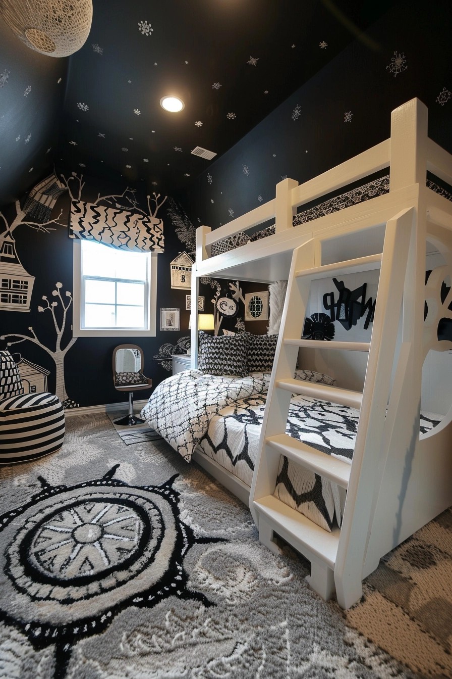 Black and White Girl’s Bedroom