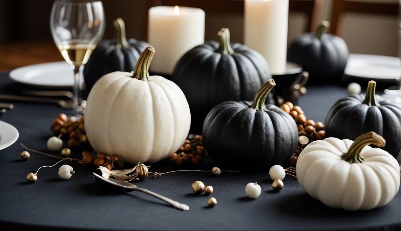 Black and White Pumpkin Table Runner