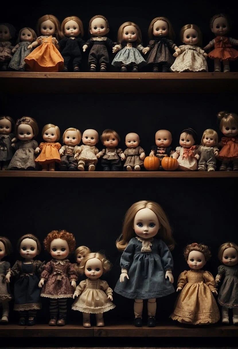 Creepy Dolls On Shelves