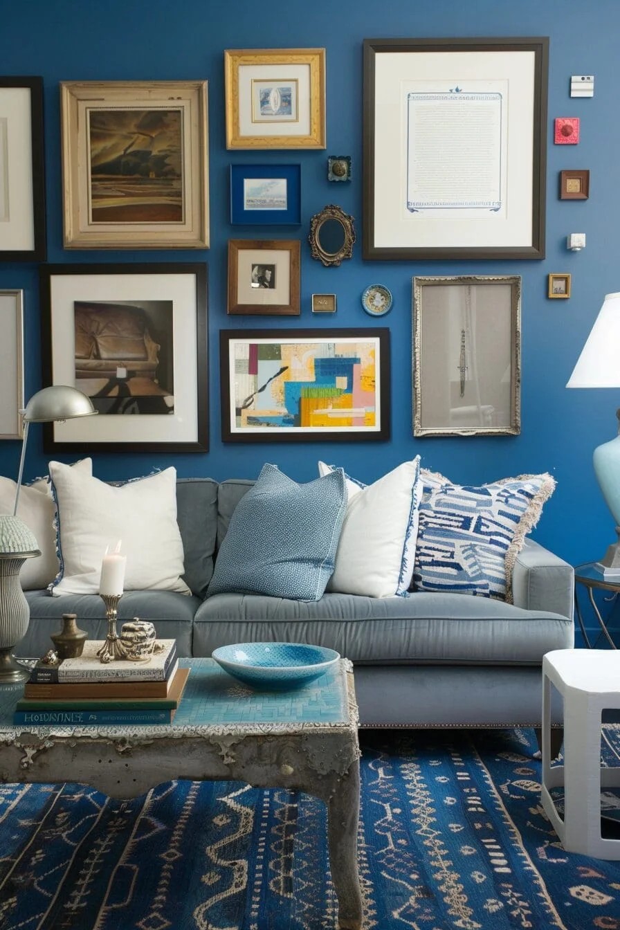 Blue Gallery Wall