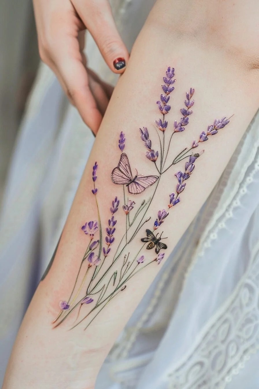 Lavender with Animals (e.g., Butterflies, Bees)