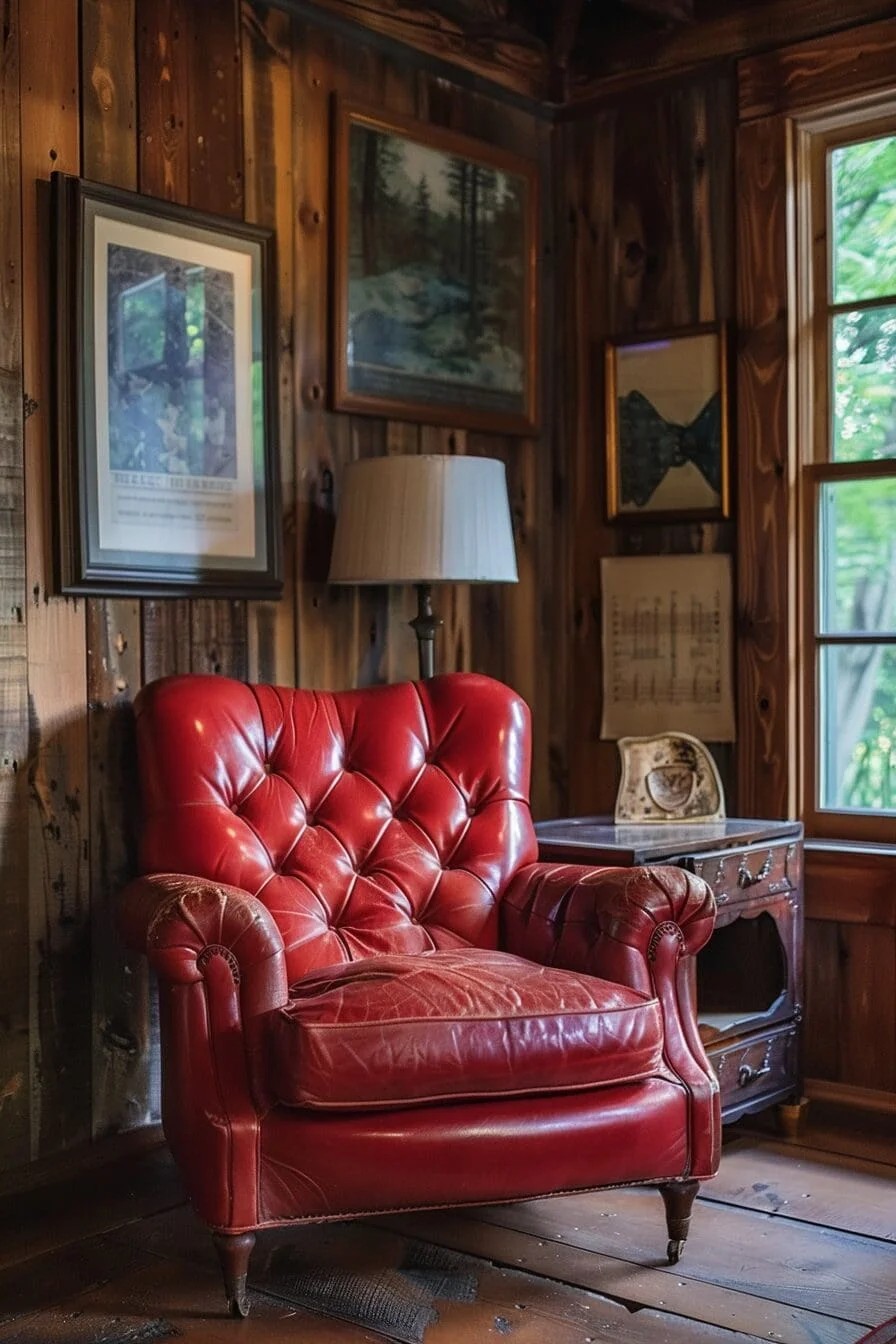 Rustic Red Leather Armchair