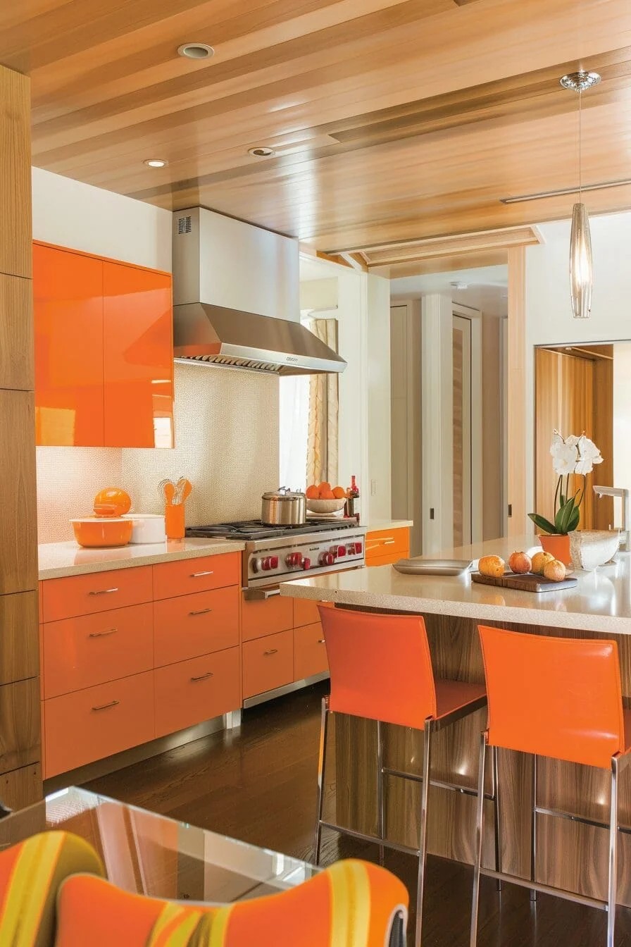 Wood and Orange Accents