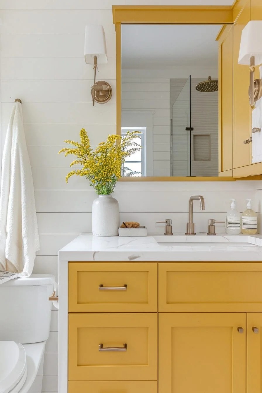 Mustard Yellow Vanity with Clean Lines