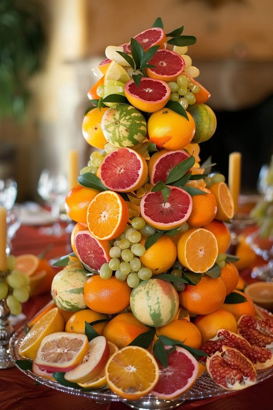 Centerpiece of Stacked Citrus Fruits