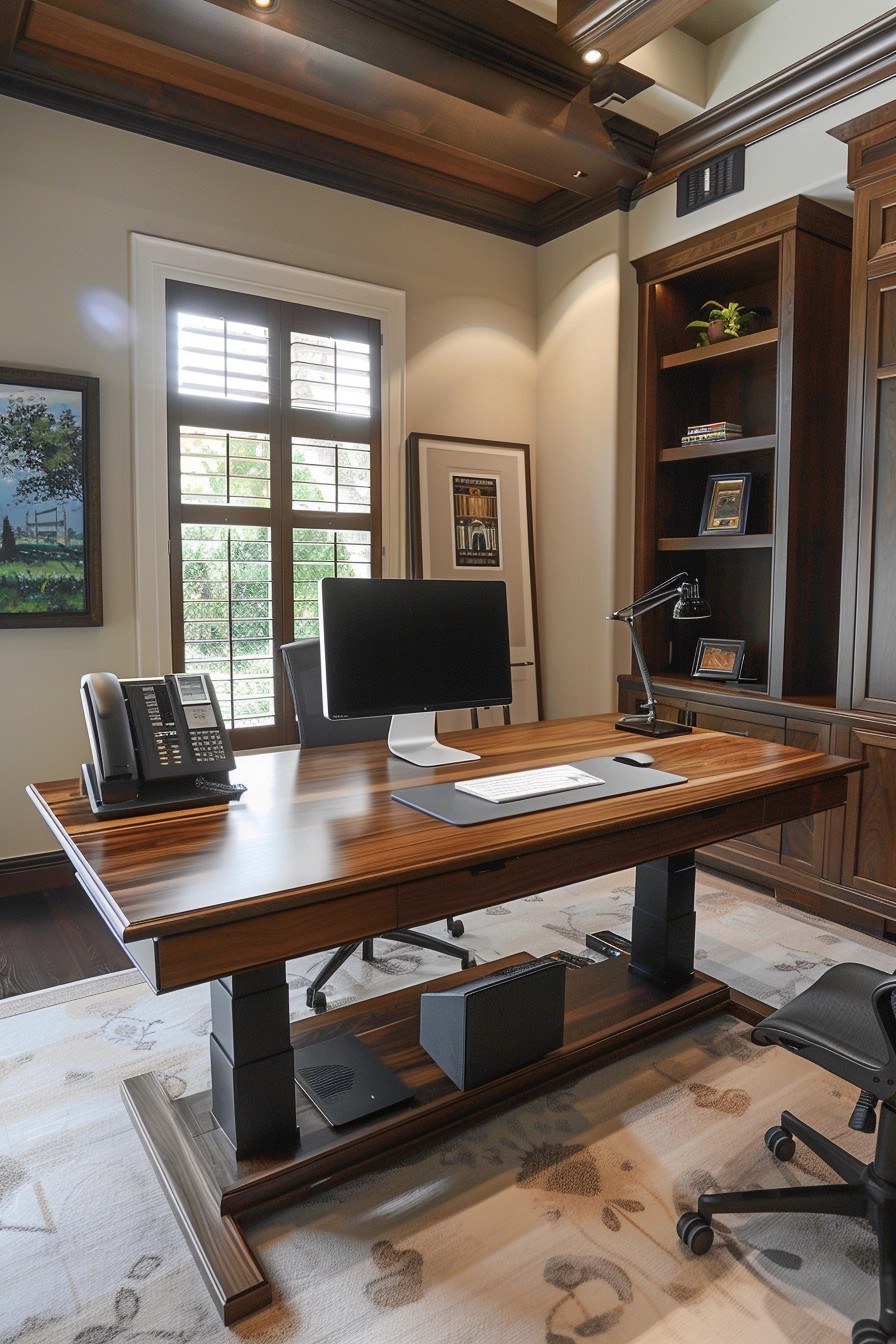 Home Office With Adjustable Standing Desk