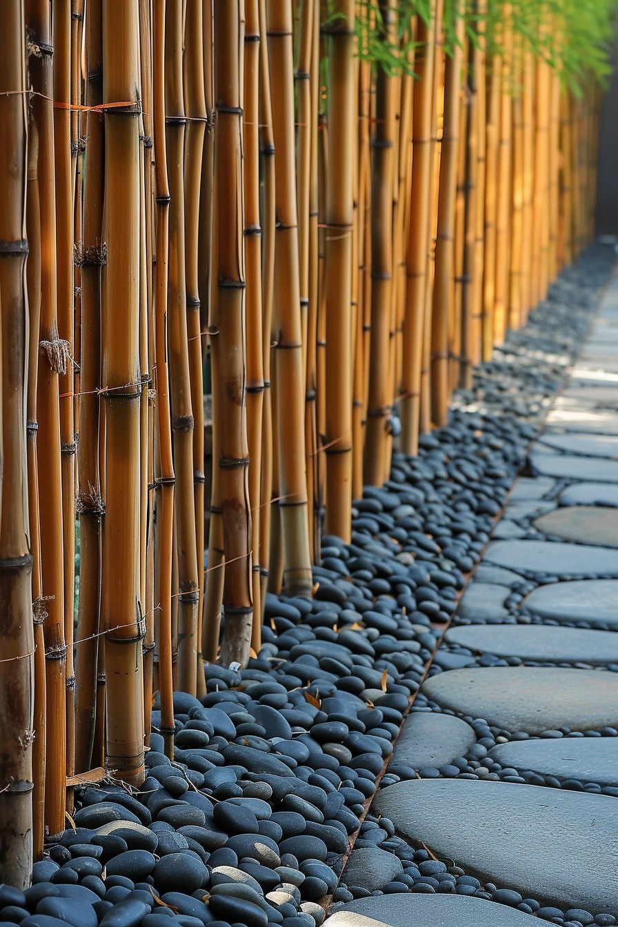 Build a Pebble and Bamboo Privacy Screen