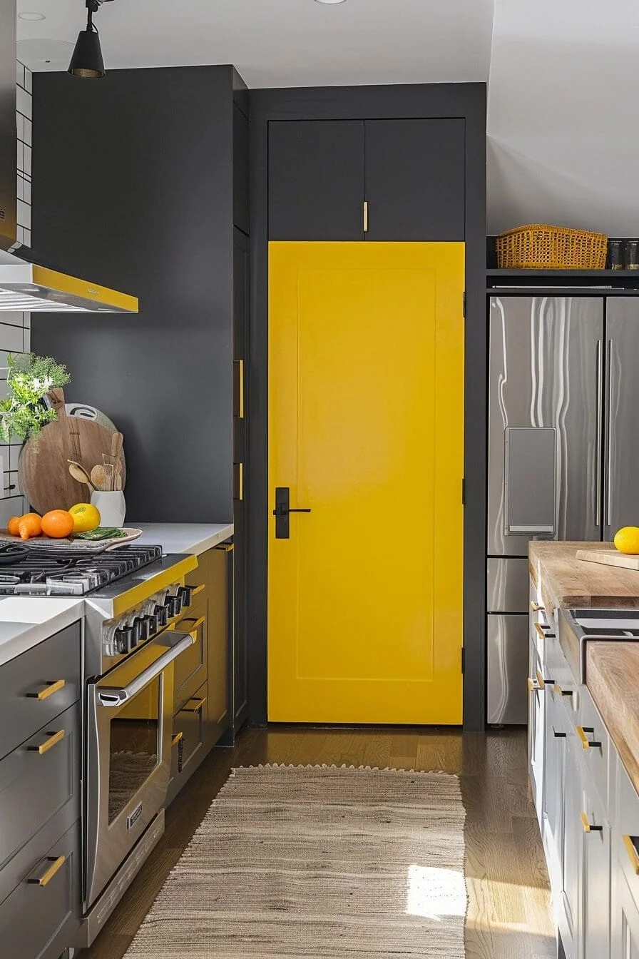 Sunshine Yellow Painted Pantry Door