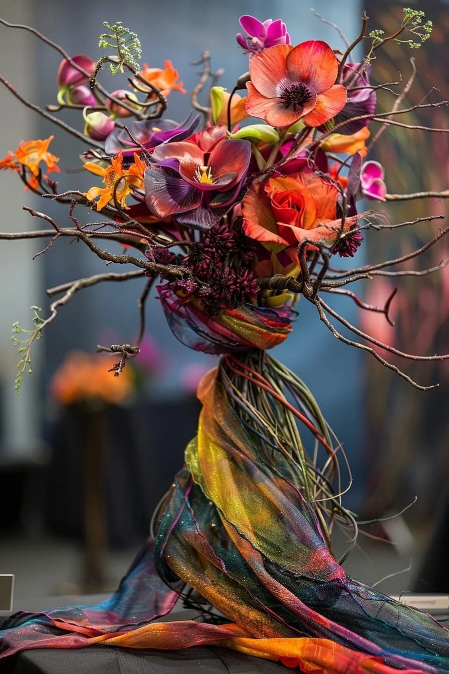 Centerpiece with A Colorful Scarf