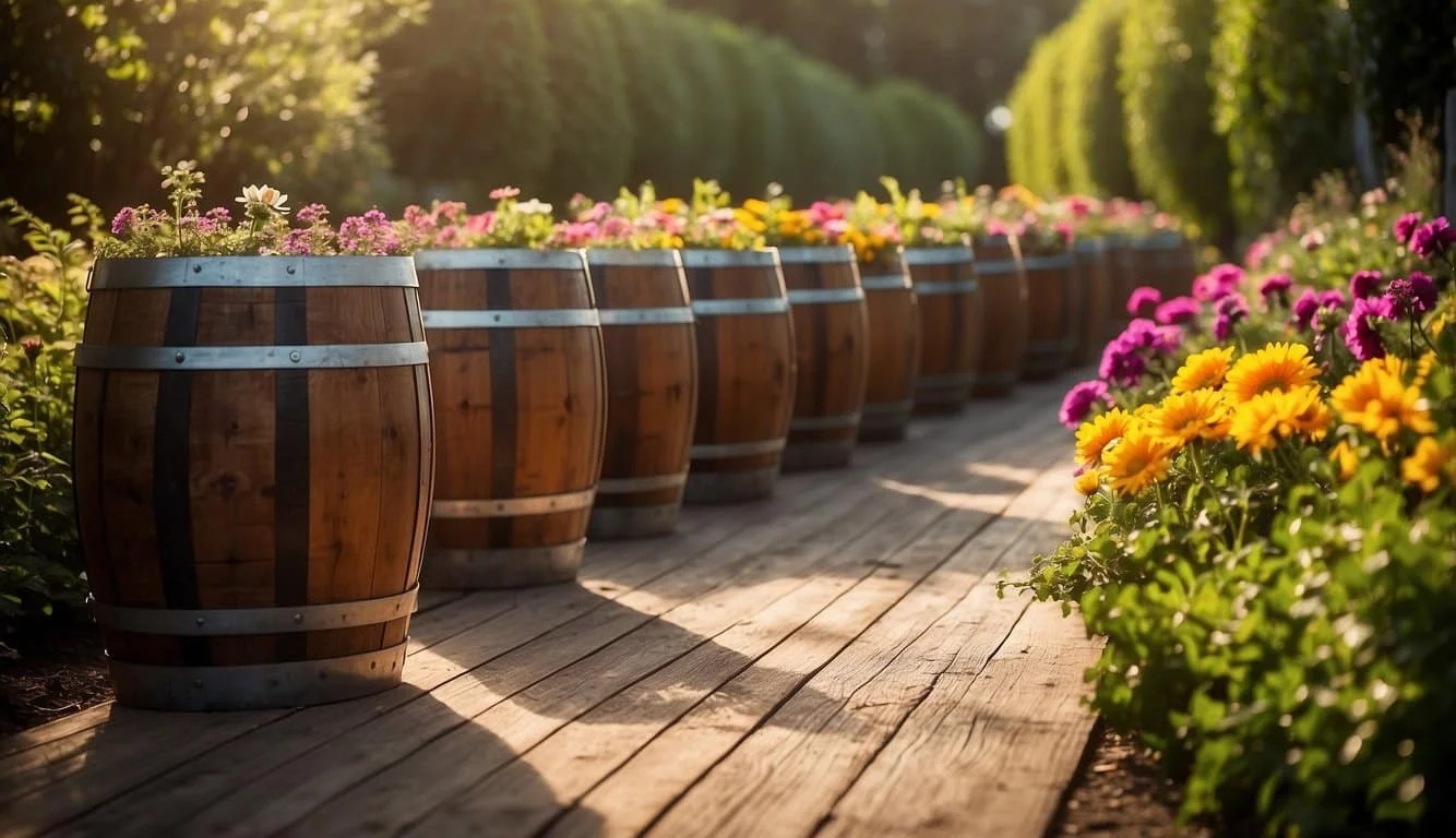 Repurposed Wine Barrel Planters